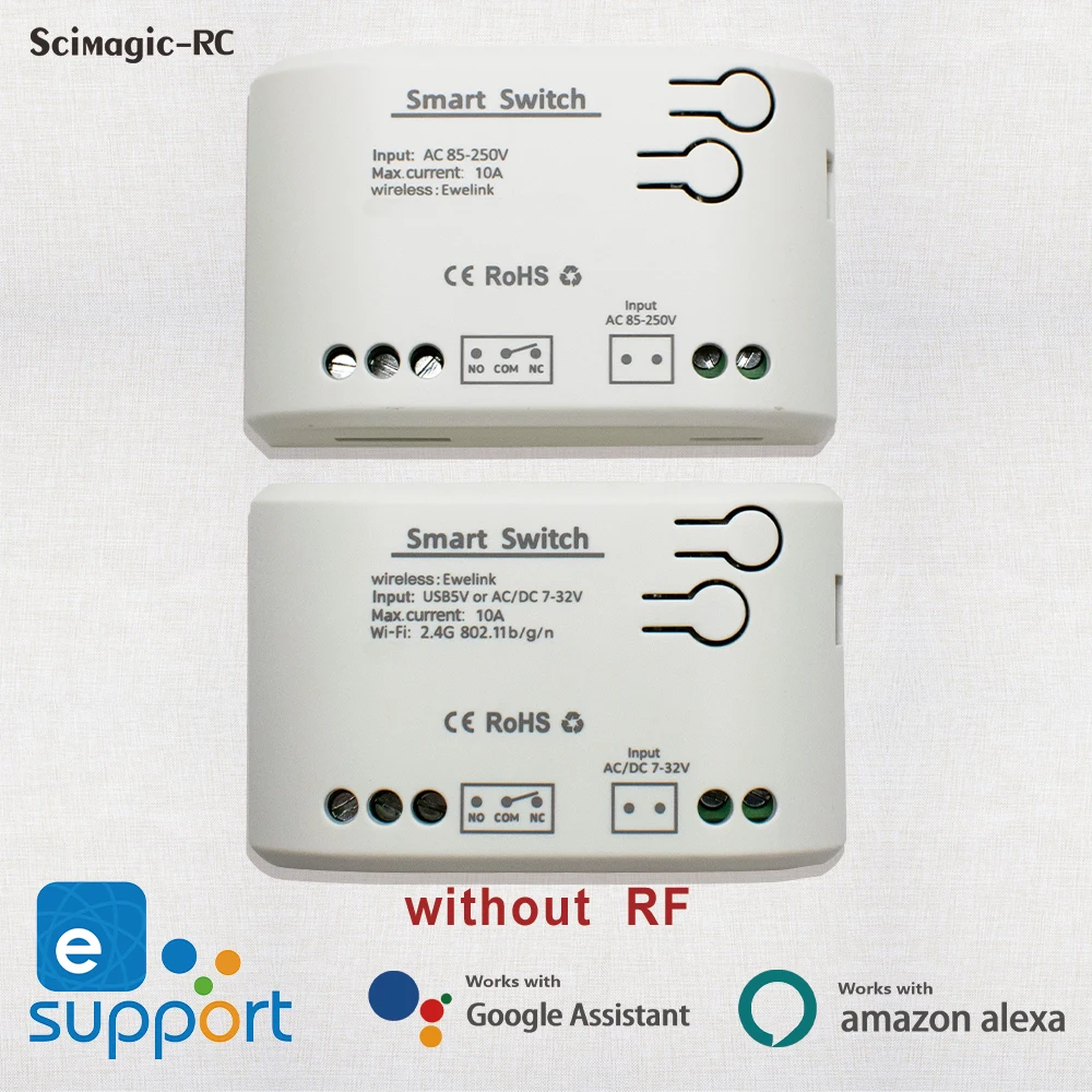 

EWELINK Smart WiFi Switch 90-250V 12V 24V Dry Contact Relay Selflock/ Momentary Working Mode,Gate Switch Works with Alexa