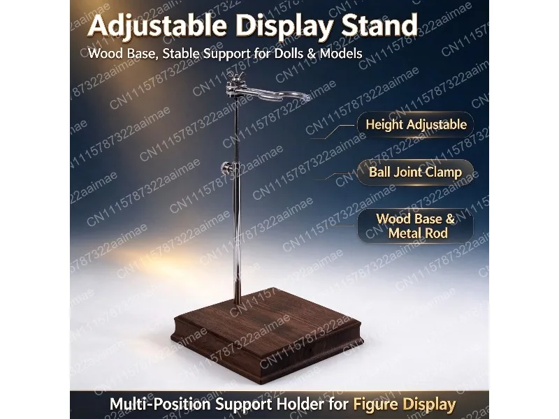 Adjustable BJD Doll Stand Black Walnut Base Display Holder for 1/3 1/4 1/6 Dolls