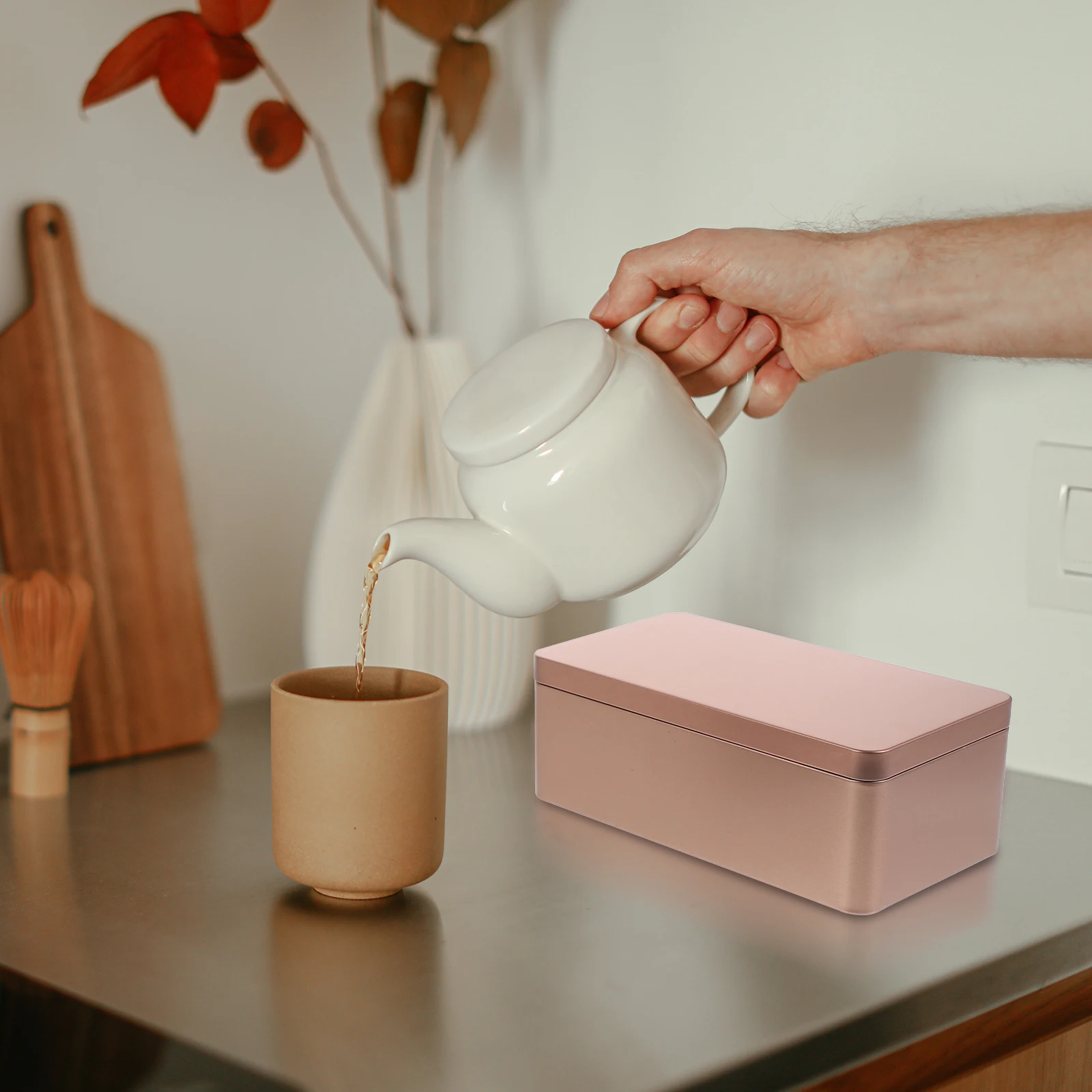 

2pcs Box Tinplate Home Storage Box Rectangular Container Lid Home Organizer For Tea Leaf Candies Snack Storage