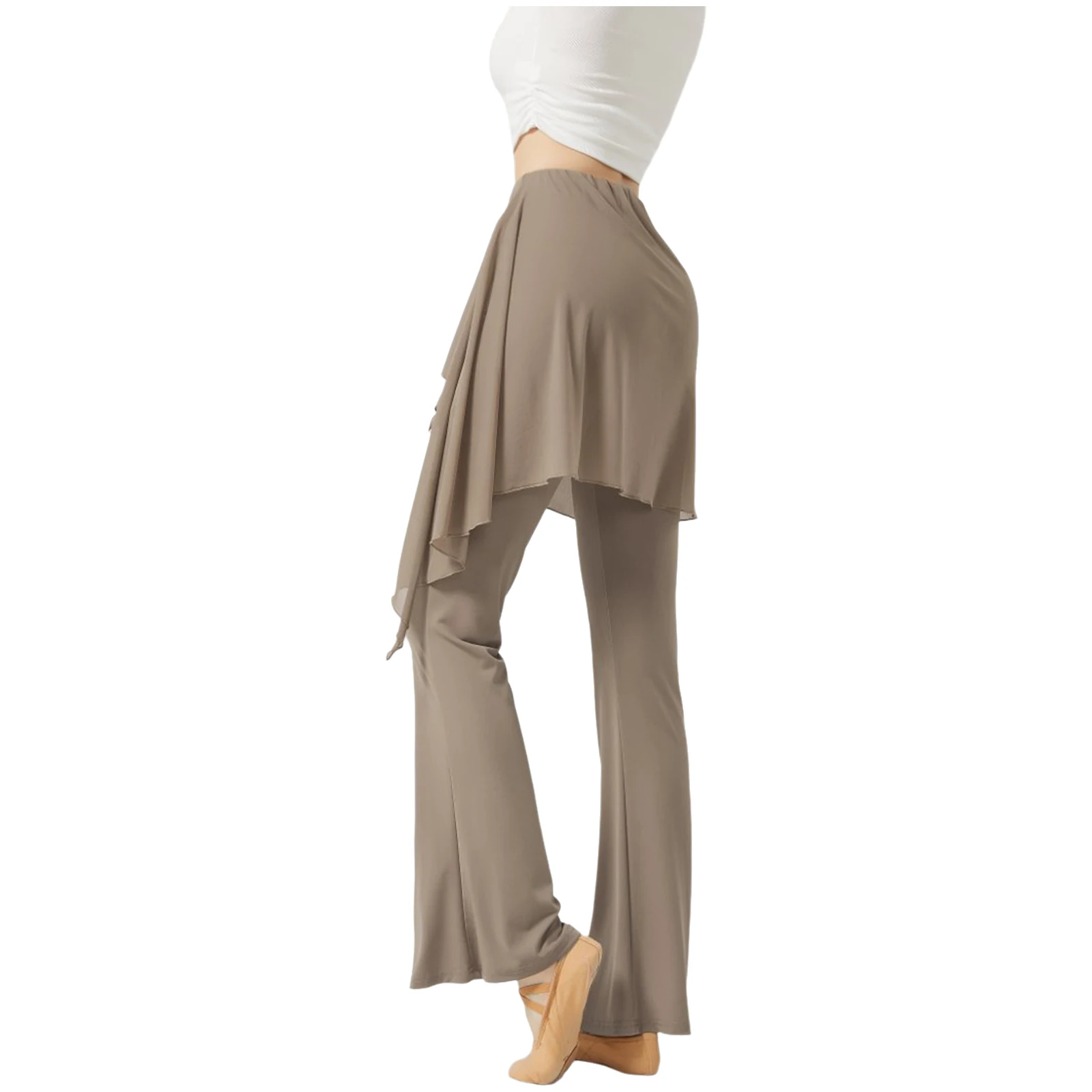Pantaloni da ballo da donna Pantaloni lunghi leggermente svasati con sovrapposizione irregolare Costume da ballo avvolgente per danza lirica Danza classica