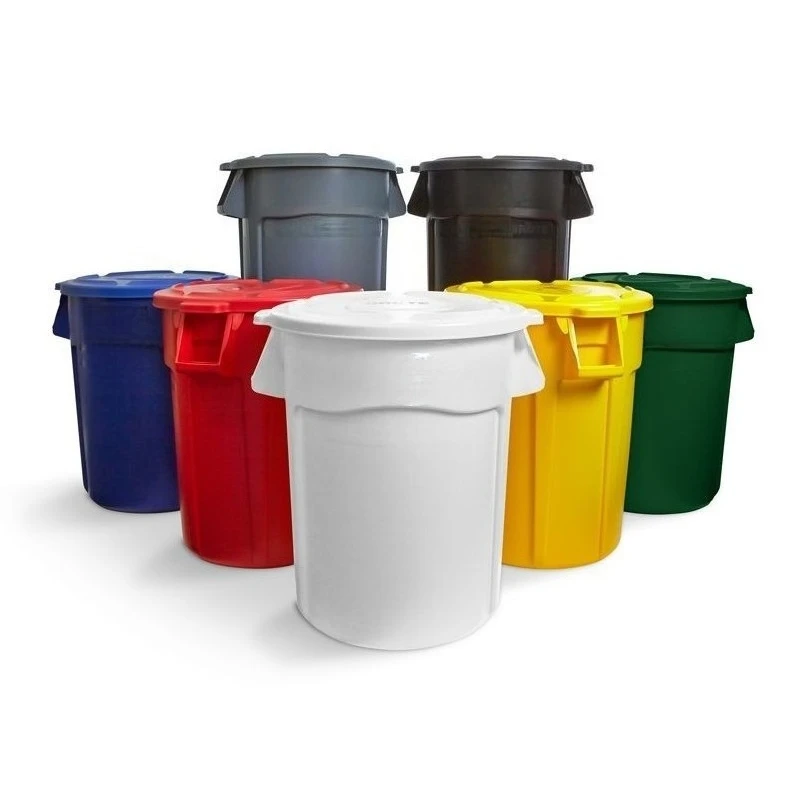 Outdoor Trash Can Oversize Large Wastebasket Plastic Round Garbage Bin Super Pressure Resistant Dustbin Separate Trash Bins