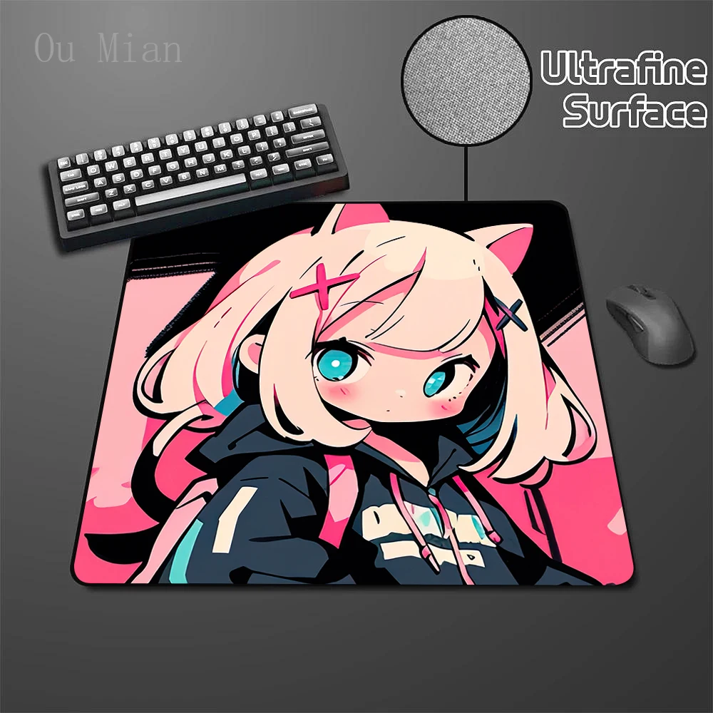 Anime Girl Control Gamer Mouse Pad Gaming Mousepad Rubber Desk Mat 40x45cm Locking Edge Keyboard Pads Anti-slip Speed Mouse Mats