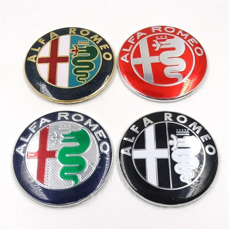 Emblema del maletero trasero de 74MM para Alfa Romeo Logo Giulietta Stelvio 156 Mito Giulia 159 147 accesorios adhesivos para cubierta de insignia delantera de coche