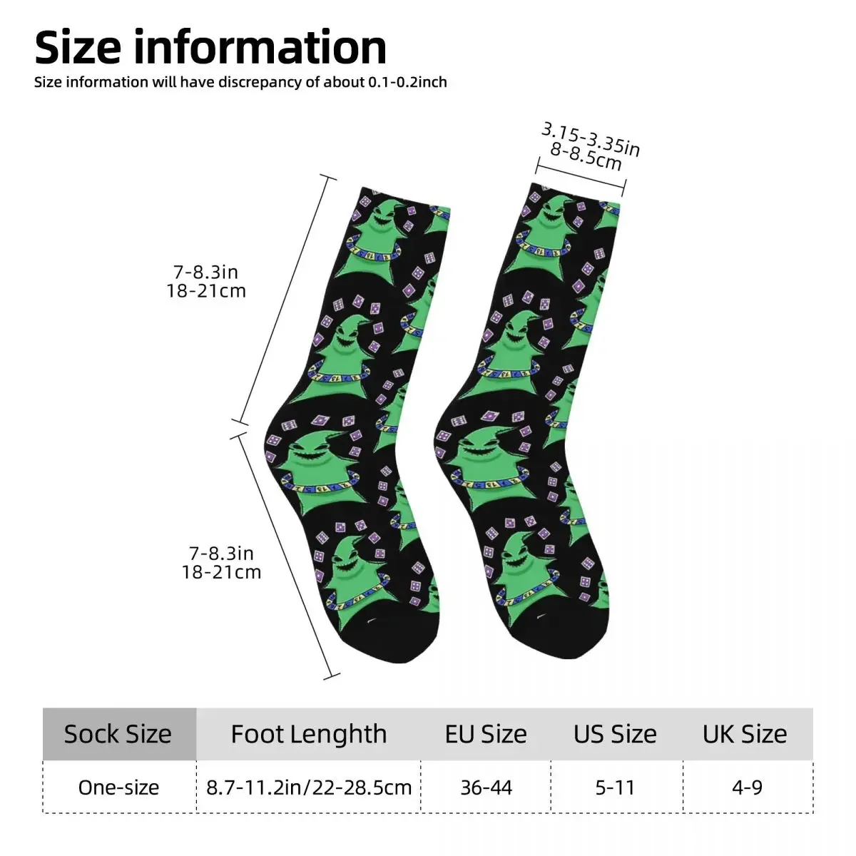 Oogie Boogie's Gym Socks Harajuku Wysokiej jakości pończochy całoroczne Długie skarpetki Akcesoria na prezenty świąteczne unisex