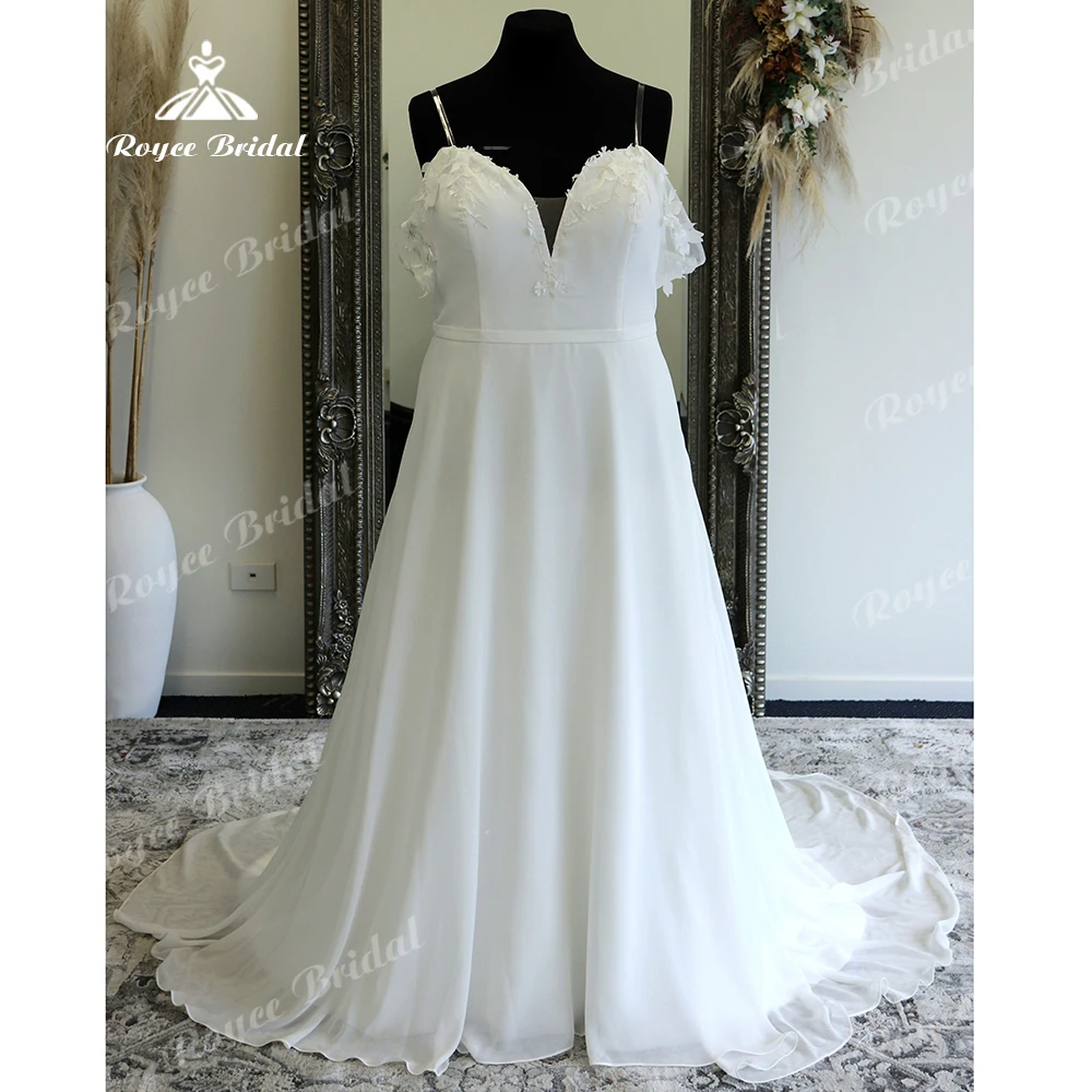 Roycebridal Plus Size Women Chiffon Beach Wedding Dresses 2025 Vestidos Off The Shoulder Boho Bridal Gown Lace Up