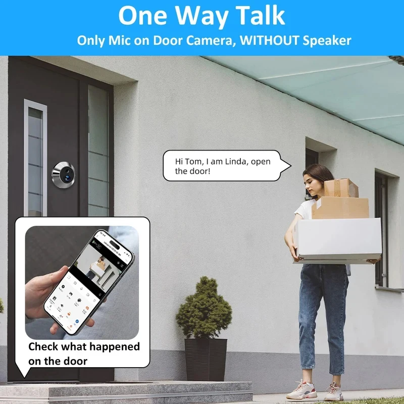 

Intelligent Video Doorbell, High-Definition Screen, Two-Way Audio, Wireless Home Security Peephole Camera, Suitable For Apartmen
