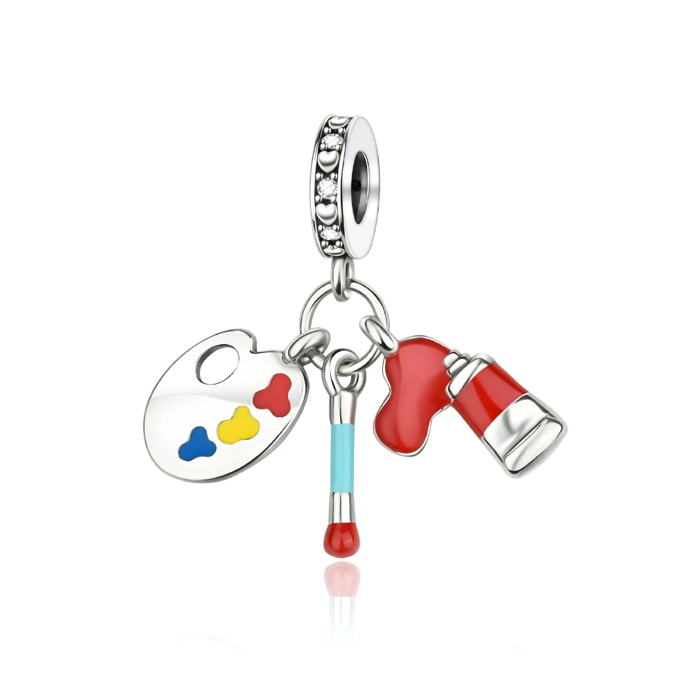 

Danturn 925 Sterling Silver Original Beads Palette, brush, paint Charm fit Snake Chain Bracelet Fashion Women Jewelry Making