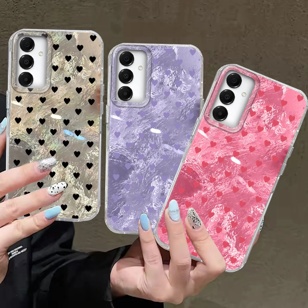 Schwarze Liebe Herz Mädchen Handyhülle für Samsung Galaxy A16 A15 A13 A36 A25 A35 A57 A07 A17 A56 A55 A26 A54 A14 A34 A12 Soft Cover
