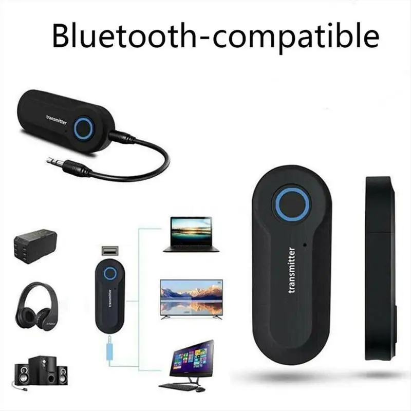 Bluetooth 5.1 Transmitter 3.5mm AUX Jack Audio Adapter Wireless Stereo Low Latency Dongle PC TV Car Headphones Speaker Switch view 2