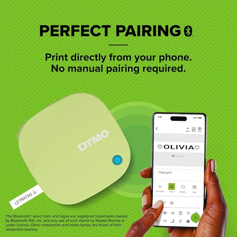 LetraTag 200B Bluetooth Label Maker Compact Label Printer Connects Through Bluetooth Wirel Technology to iOS and Android Includ