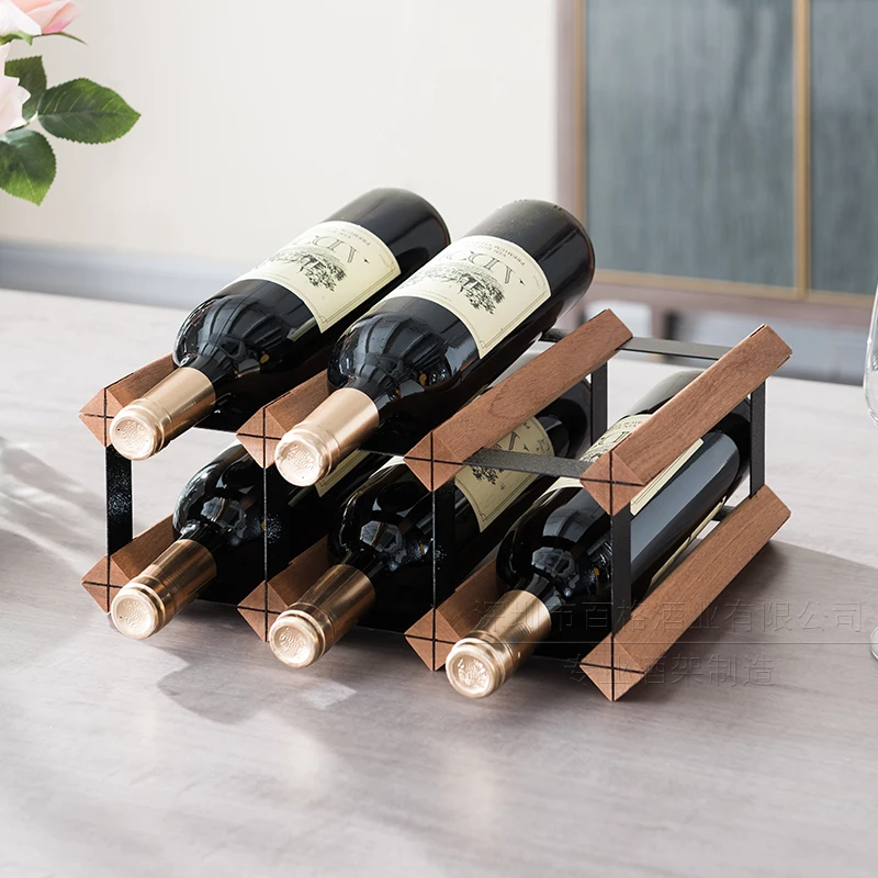 Estante de vino de madera maciza, estante de almacenamiento europeo, botella de vino, sala de estar, exhibición de adornos para el hogar