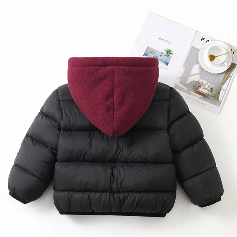 Herbst-Winter Dicke Warme Jungenjacke Beidseitig Tragbar Einfarbiger Fleece-Kapuzenmantel für 2-6-Jährige Kinder Geburtstagsgeschenk – Detail 7