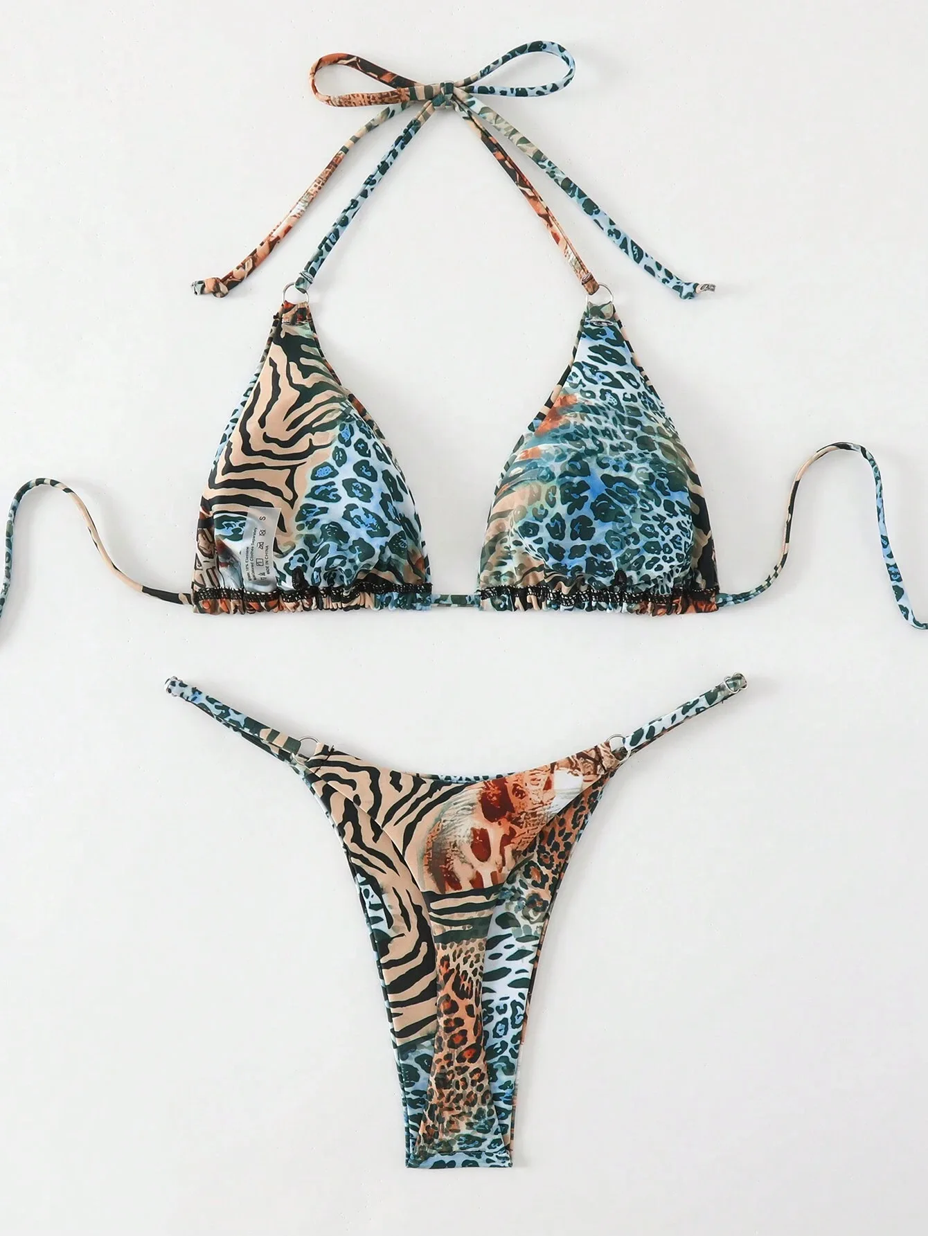 

2026 Women's Floral Color Triangle Micro Bikini Set Sexy Full Coverage Two Piece Swimsuit Sexy Thongs Bandage Bikini Set Swim