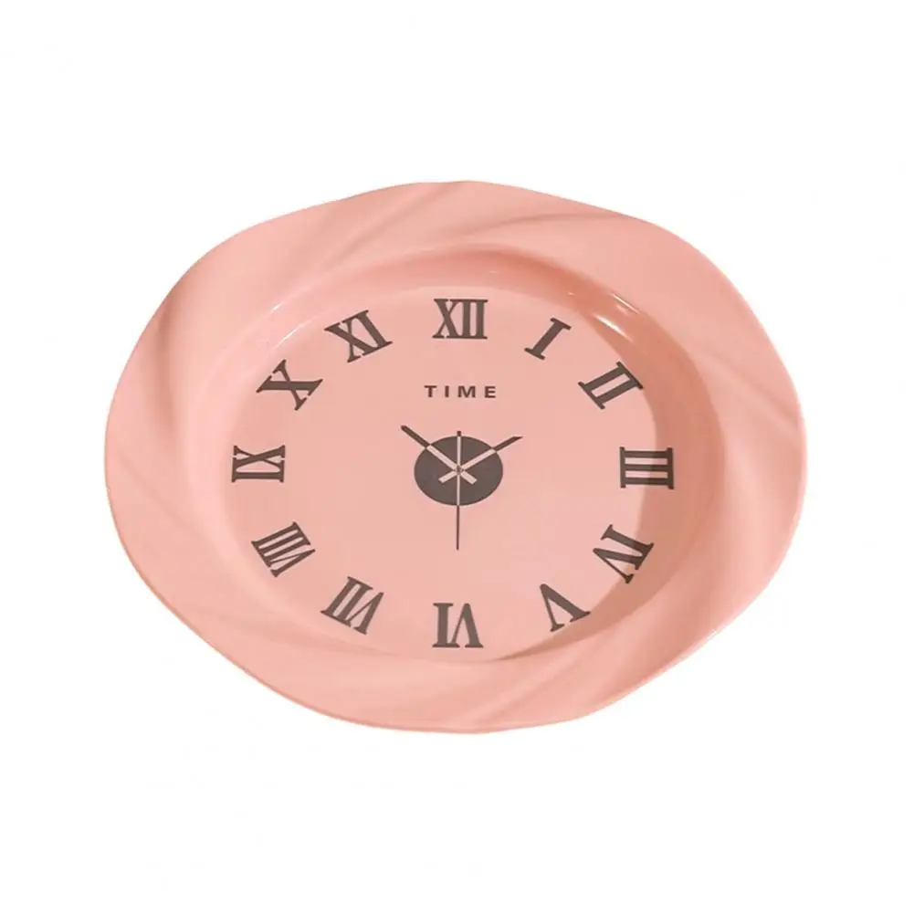 Kids Fruit Plate Round Small Serving Plate with Clock Pattern Decorative Appetizer Dish Candy Fruit Snack Bowl for Veggie