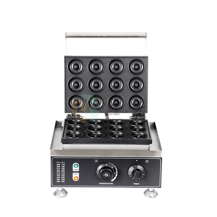 2024 ทําความสะอาดง่ายความร้อน 12 ชิ้น Donut Making Machine MINI Donuts เหล็กสแตนเลสเครื่องทําวาฟเฟิลในครัวเรือน Donut Maker