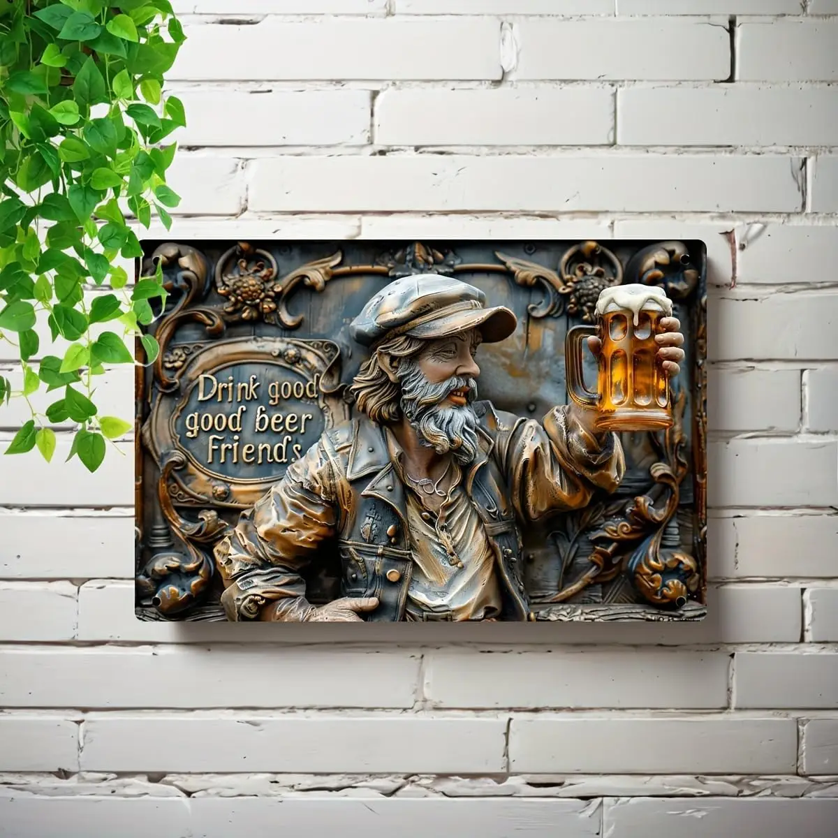 Placa decorativa de metal vintage con diseño de Drink Good Beer Friends (/20X30Cm) - Fascinante cartel decorativo para paredes de habitaciones, señales de advertencia Mu