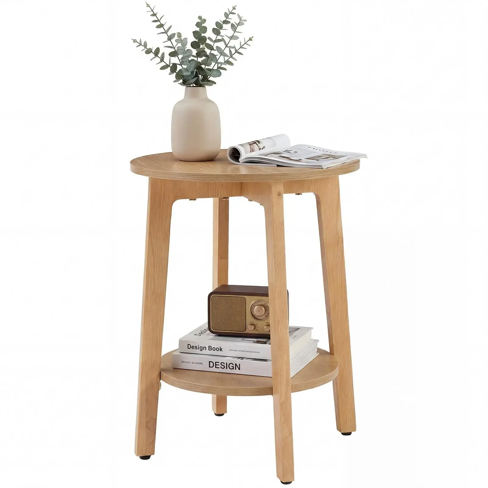 Sweetcrispy 2-Pack 2-Tier Circular Dual-Use Nightstand End Table, 15.75
