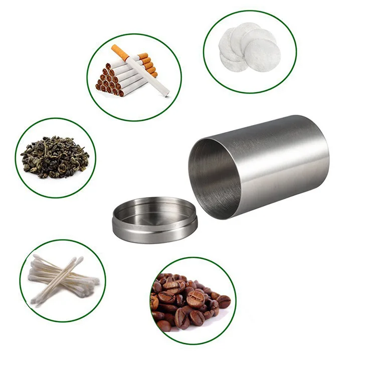 Portable Stainless Steel Cigarette Storage Can Sealed Moisture-proof Large Capacity Cylinder 50 Cigarette Storage Can