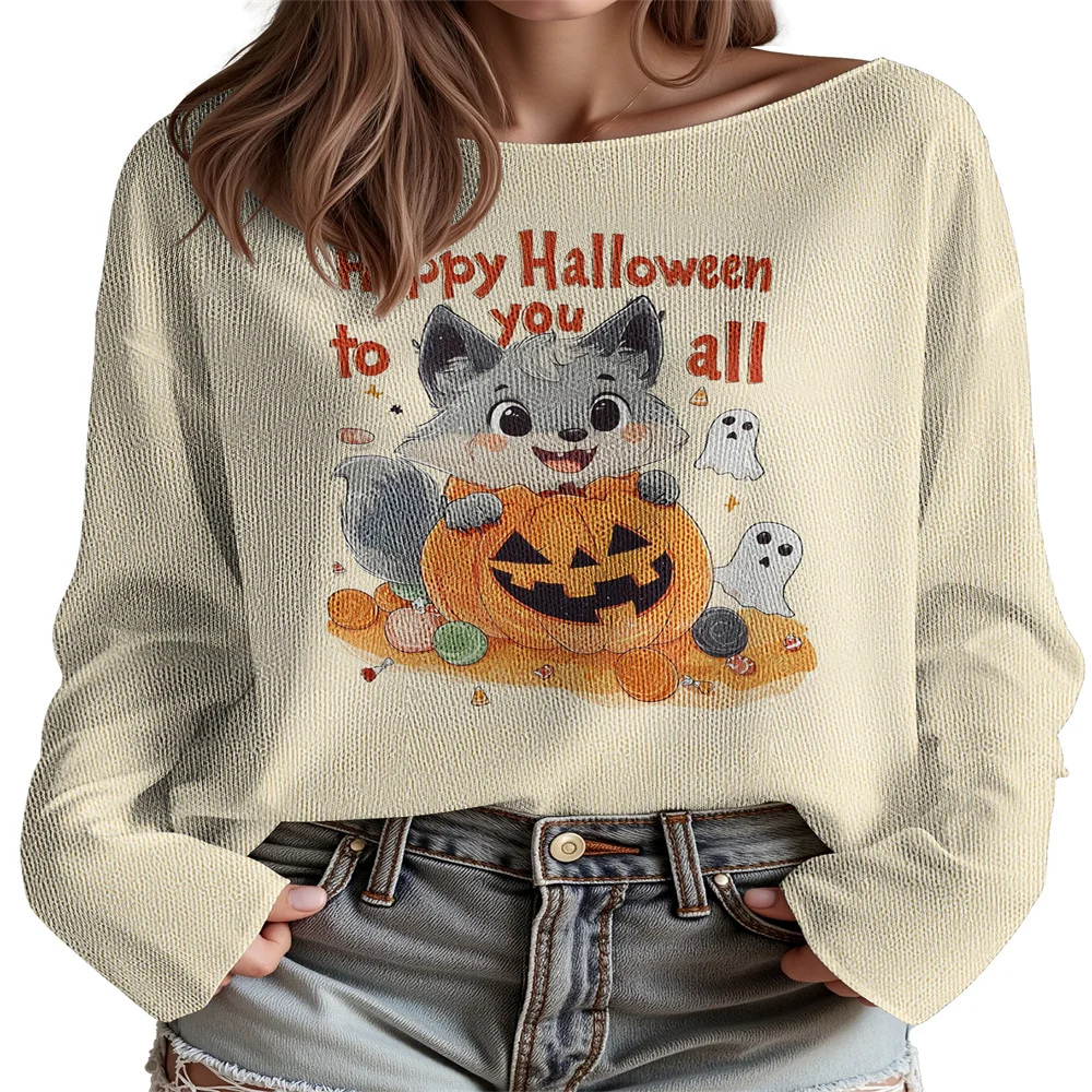 

Halloween Merch Sweater Women's Knitted Jumpers Female Long Sleeve Streetwear Pullover Tops 8
