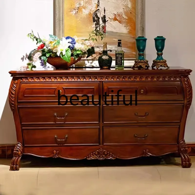 

American solid wood, bedroom storage, drawer storage, jewelry cabinet against the wall, retro dining side cabinet