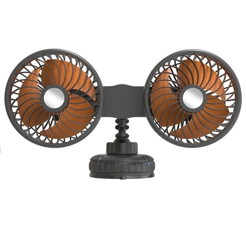 CAR FAN 24V/12V 360 Degree-Rotation Mini Dual Head Usb Charging Electric Car Fans 3 Speeds Adjustable