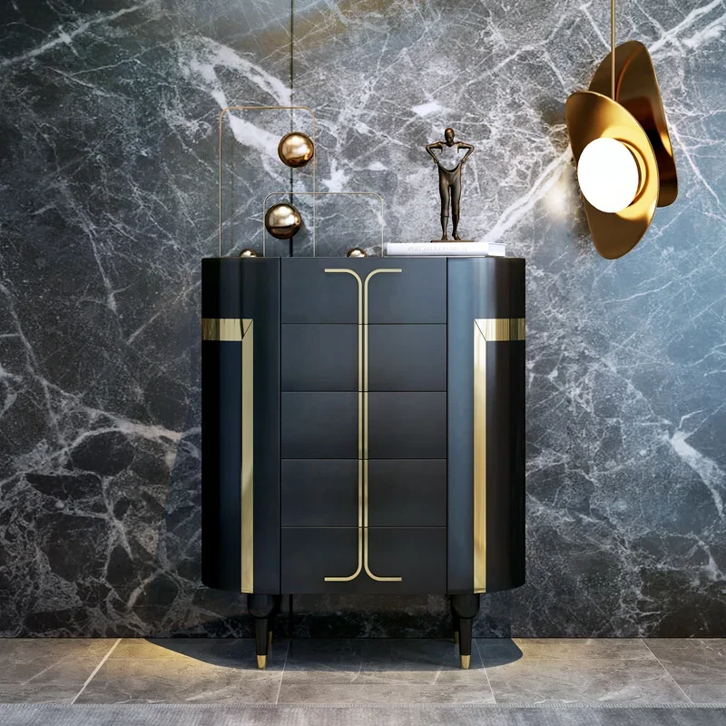 

Italian light luxury five bucket cabinet combination modern minimalist villa living room rock panel storage decorative cabinet m