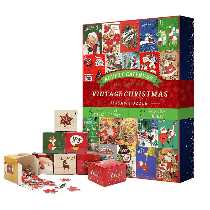 Puzzle Advent Calendar 1000 Pieces Jigsaw Puzzles Countdown Calendar For Christmas Exquisite 2024 Countdown Calendar Puzzles For