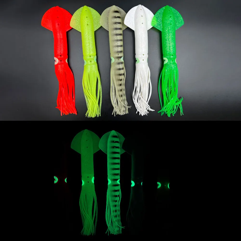 

Набор из 5 мягких рыболовных приманок 30 см: светящиеся осьминоги, воблеры для морской рыбалки, искусственные силиконовые приманки-кальмары для соленой воды