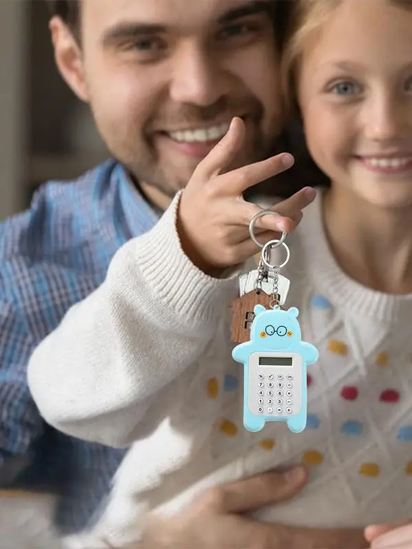 Mini Calculator Calculator Keychain Cartoon Cute Bear Ultra-thin Button Calculator Creative Keychain Decoration School Supplies