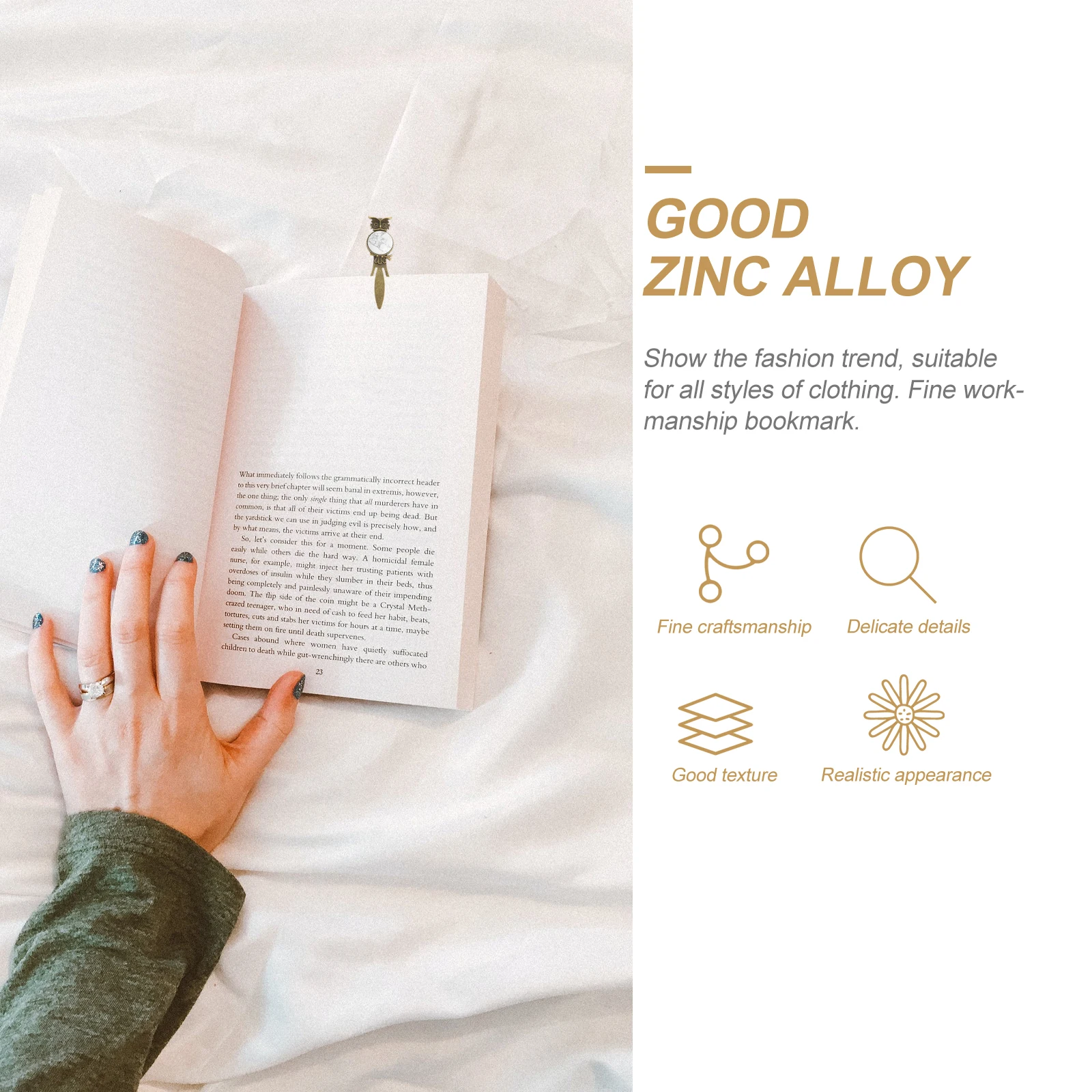 

Zinc Alloy Owl Bookmark Metal Page Marker Natural Stone Retro Craft Student Stationery Reading Gift Zinc Alloy Owl Book Mark