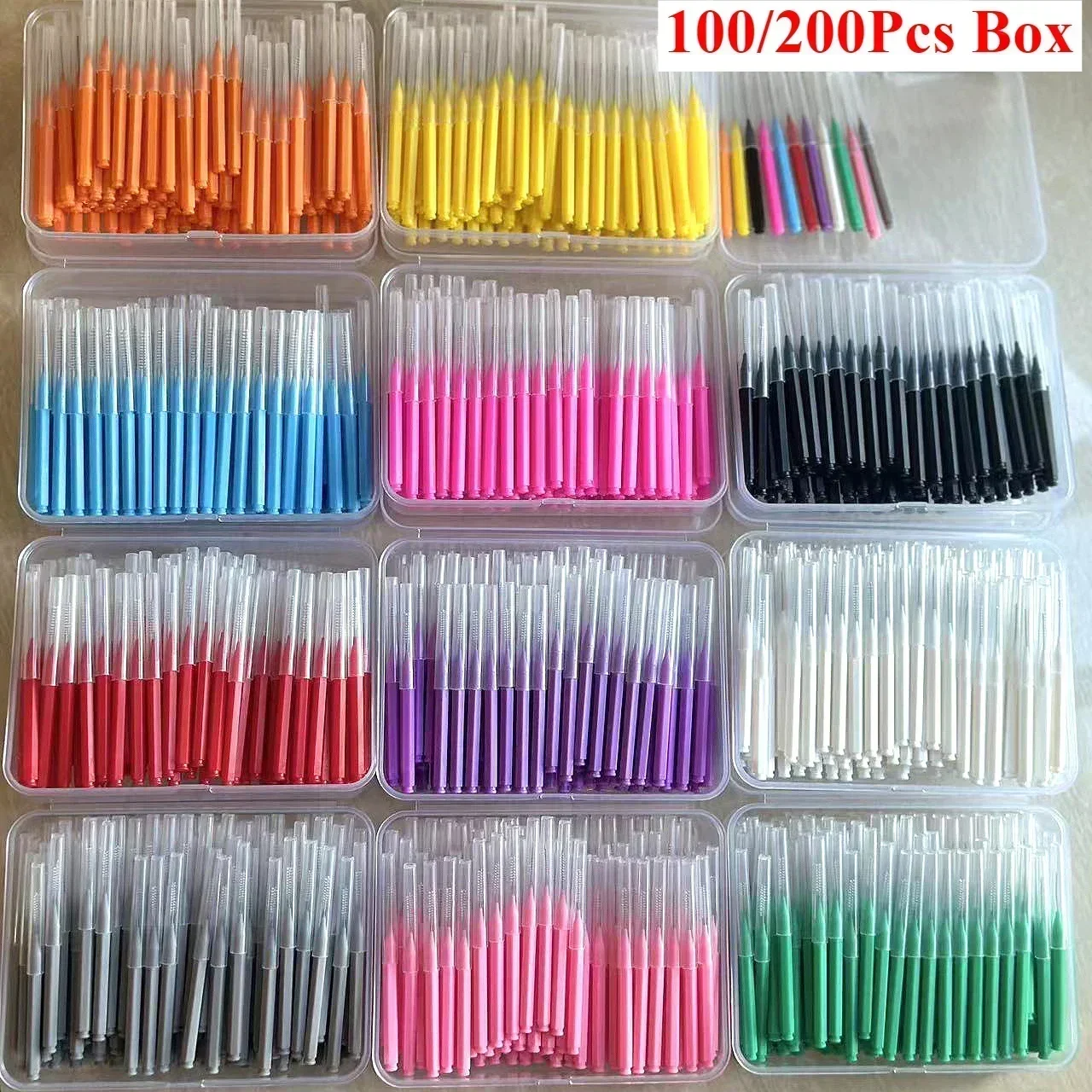 Interdental Brushes 100/200Pcsbox  Health Care Tooth Escova Cleaners Orthodontic Dental Teeth Brush Oral Hygiene Tool