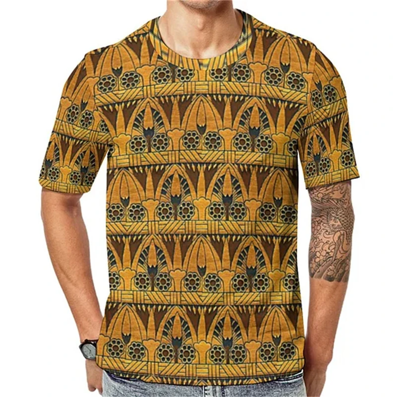 Summer 2024 Men's T-shirt Casual 3D Printing Ancient Egypt Eye of Horus Egyptian Symbol Tee Shirts Daily Short Sleeve Tees Tops