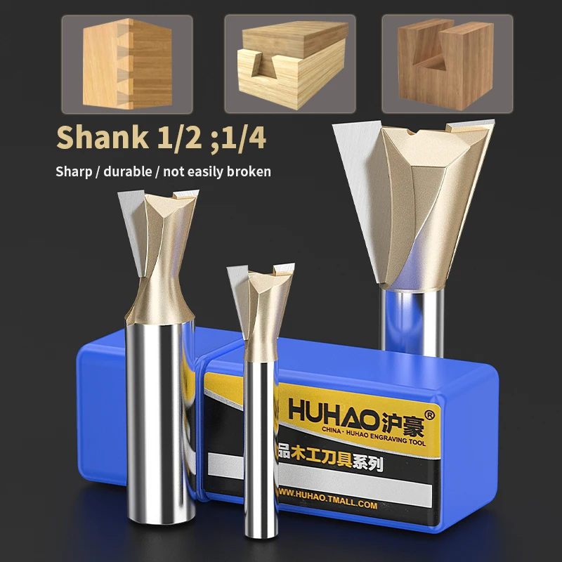 HUHAO Shank 12.7mm Dovetail Joint Router Bits for Wood  Tungsten Milling Cutter Woodworking cnc Engraving Bits Carpentry Tools