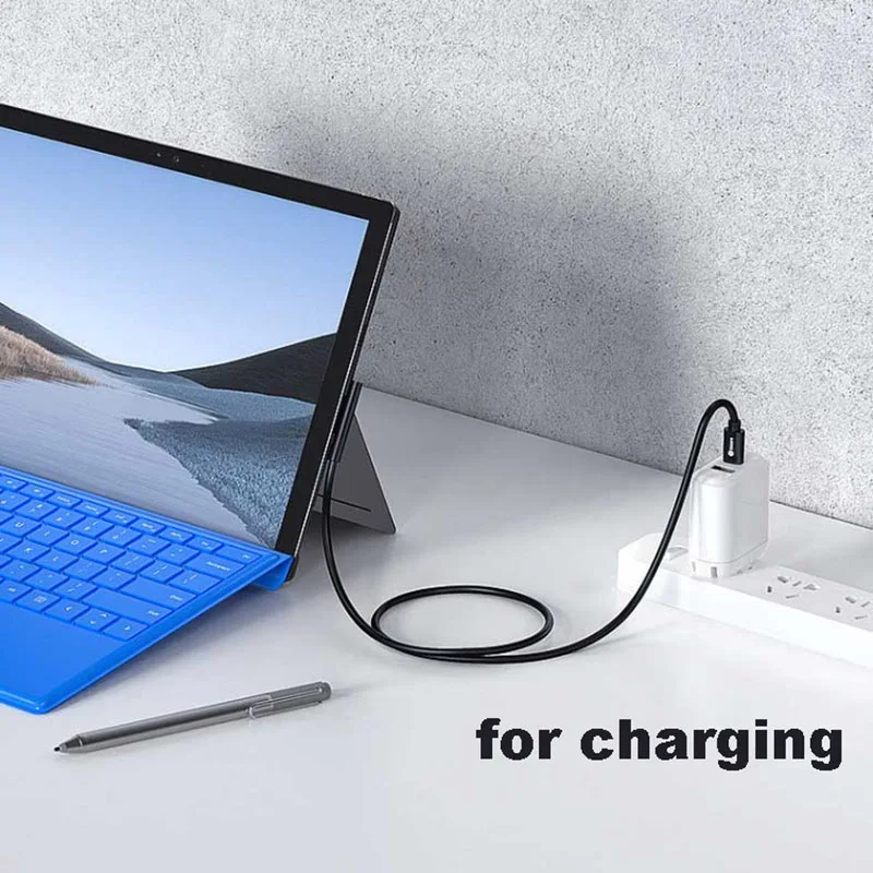 Power Cable for Microsoft Surface Pro 7 6 5 4 3 Go Tablet to Type C Convert Wire for Surface Book 2 Laptop PD Charging Cord