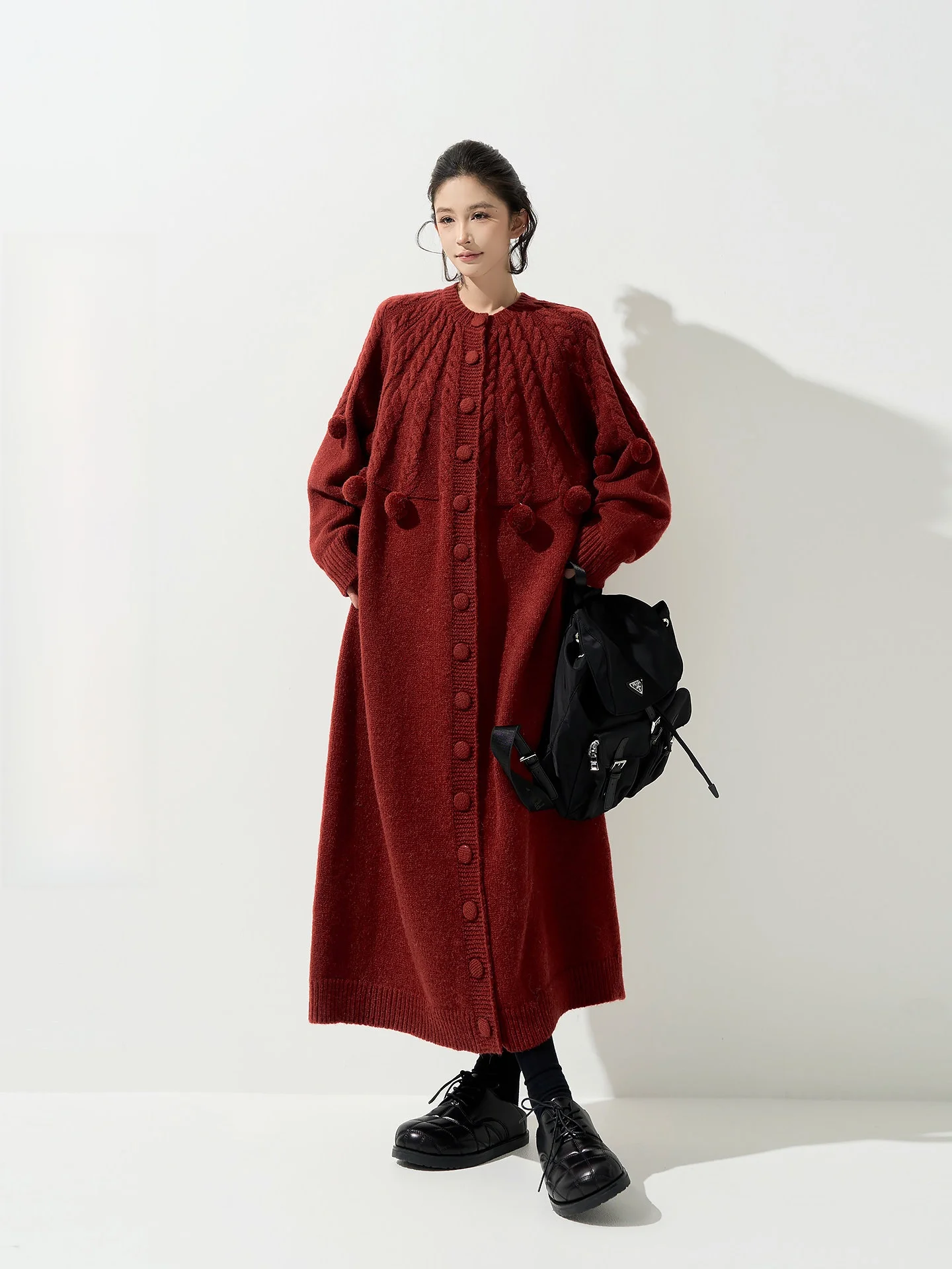 

Свободный длинный вязаный свитер-кардиган с круглым вырезом для женщин, осенне-зимний, модный, повседневный, дышащий, верхняя одежда