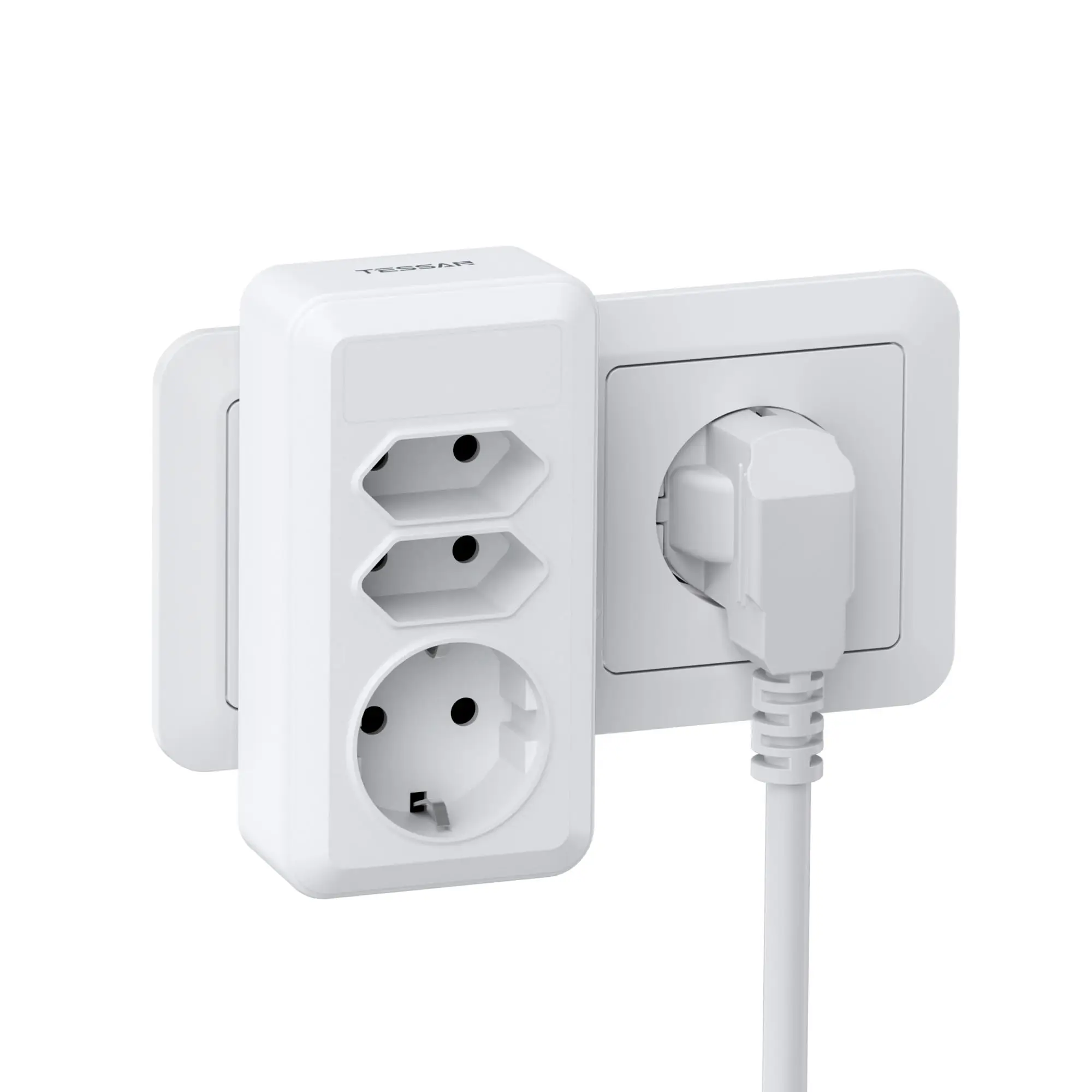 TESSAN Meerdere stopcontactenadapter 3-weg met schakelaar EU Multi-stopcontact Stekkerdoos voor stopcontact 4000 W Meerdere stekkers voor stopcontact