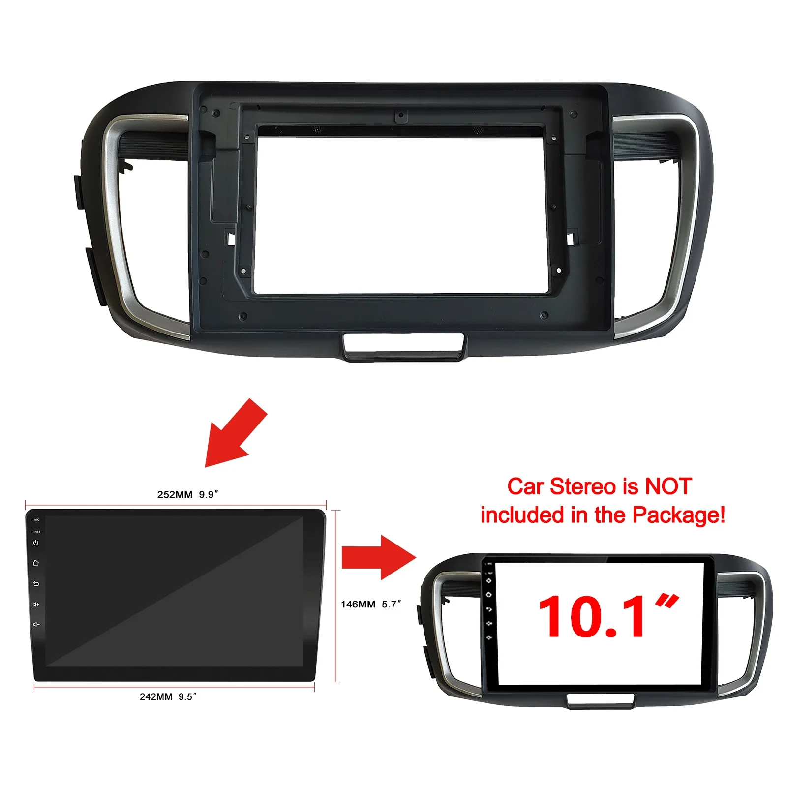 10.1 Inch 2din Car Fascia For Honda Accord 9th（RHD）2014-2017 Stereo Panel Dash Installation Double Din CD DVD Radio Frame Kits