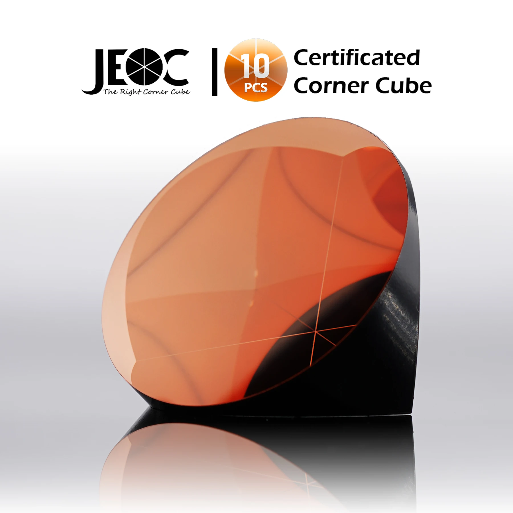 10pcs JEOC Certificated Corner Cube, 64mm Diameter, 48mm Height reflective prism, Cooper Coated