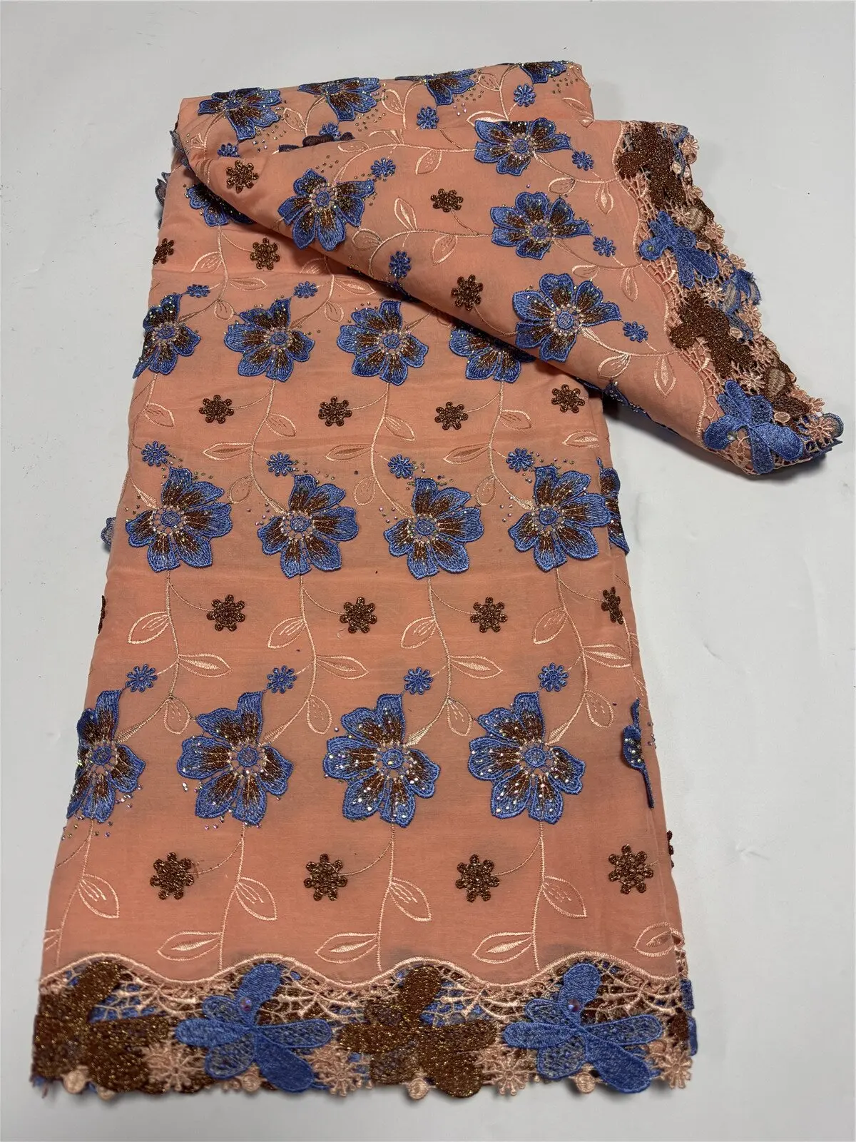 

5 ярдов африканской кружевной ткани, хлопковое швейцарское кружево из Швейцарии, высококачественная нигерийская кружевная ткань для свадебного платья 19A15