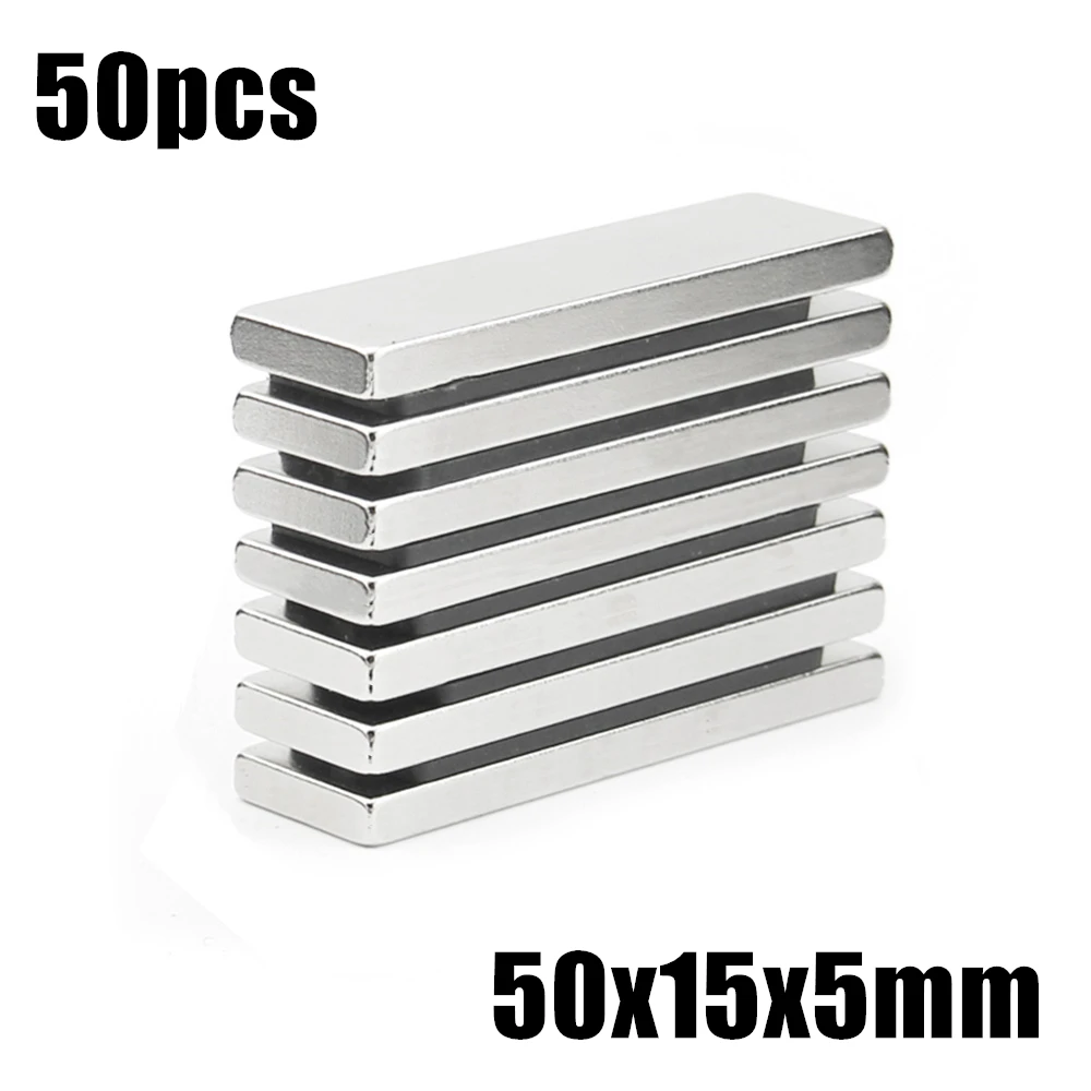 50pcs 50x15x5mm Super Powerful Strong Rare Earth Block NdFeB Magnet Neodymium N35 Magnets 50*15*5mm