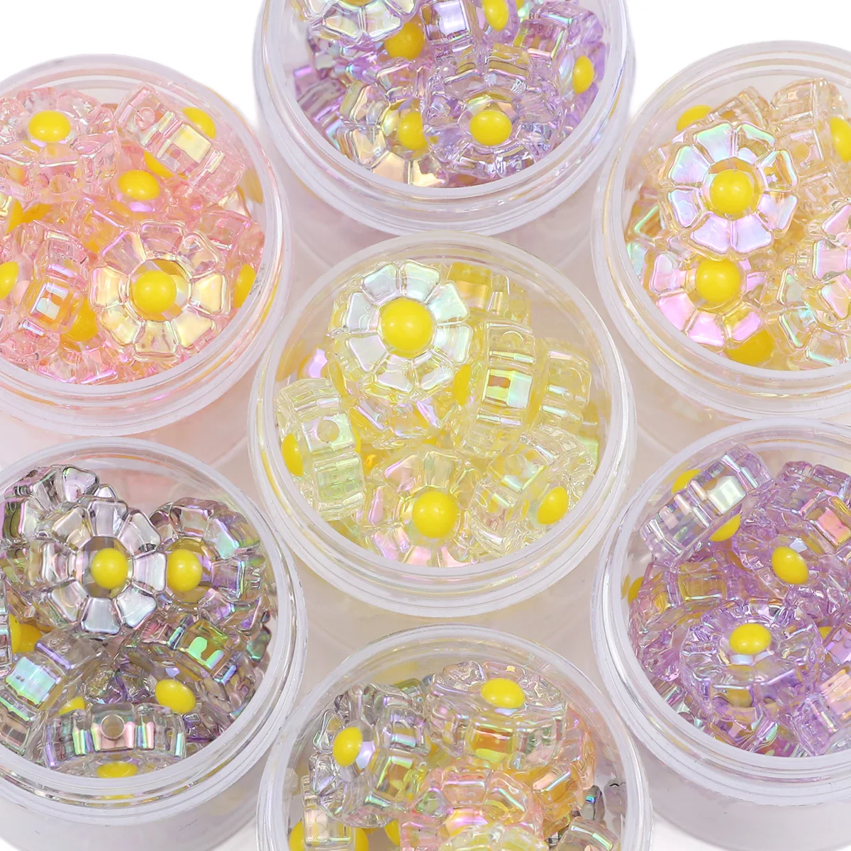 16mm Acryl Mehrfarbige Kleine Blumen Handgefertigte DIY-Perlen Geeignet für Schmuckherstellung Perlenketten Lose Perlen Armbänder Anhänger Zubehör