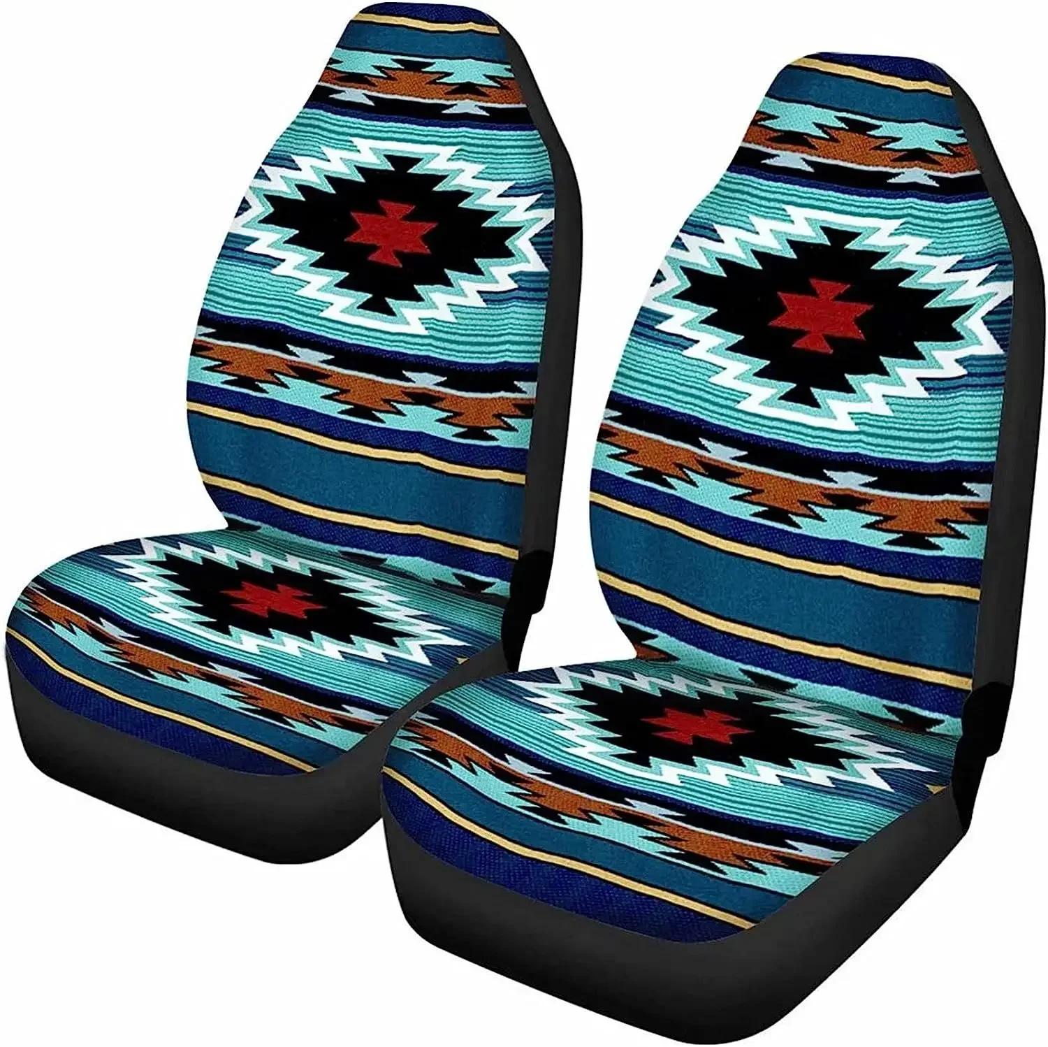 2 Pcs Car Front Seats Covers Protector Cushion Southwestern Aztec Tribal Pattern Bucket Seat Cover Pads All Weather Bucket Seat