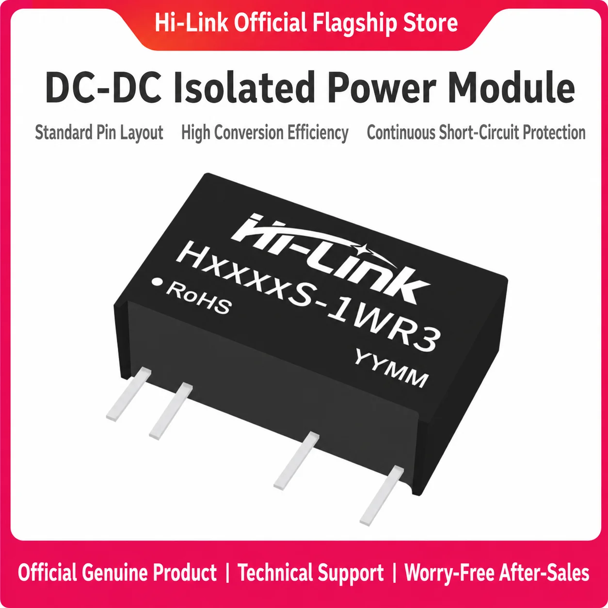 H1205S H1215S 1W Plastic SIP Circuit Transformer 6000VDC Insulation Layer 3 5M Hour MTBF Low 30mV Ripple PCB Component