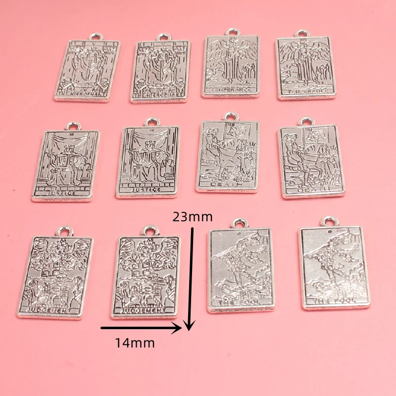 12pcs Mixed Silver Plated Witch Divination Tarot Card Alloy Pendant DIY Charms Necklace Bracelet Jewelry Crafts Making A2316