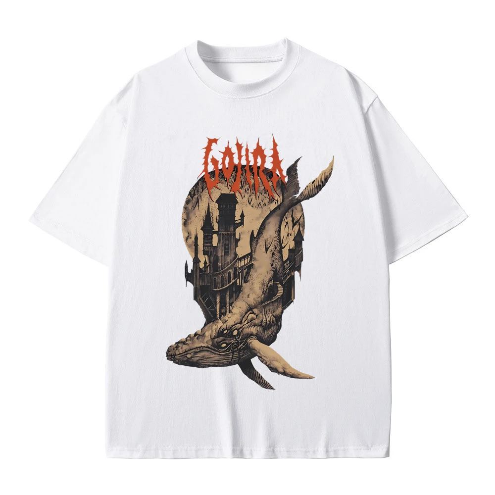 Men Women 100% Cotton Oversized T-shirts French Metal Band Gojira From Mars To Sirius Flying Whales Vintage Rock Graphic T Shirt