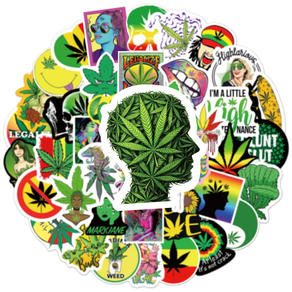 10/30/50/100PCS Funny Characters Leaves Weed Smoking Stickers Cool Waterproof Graffiti Decal For Skateboard Phone Motorcycle Car