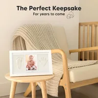 Baby Hand and Footprint Kit Clay Handprint Keepsake Frame Newborn Nursery Picture Frame New Mom Gifts for Baby Shower Registry 3