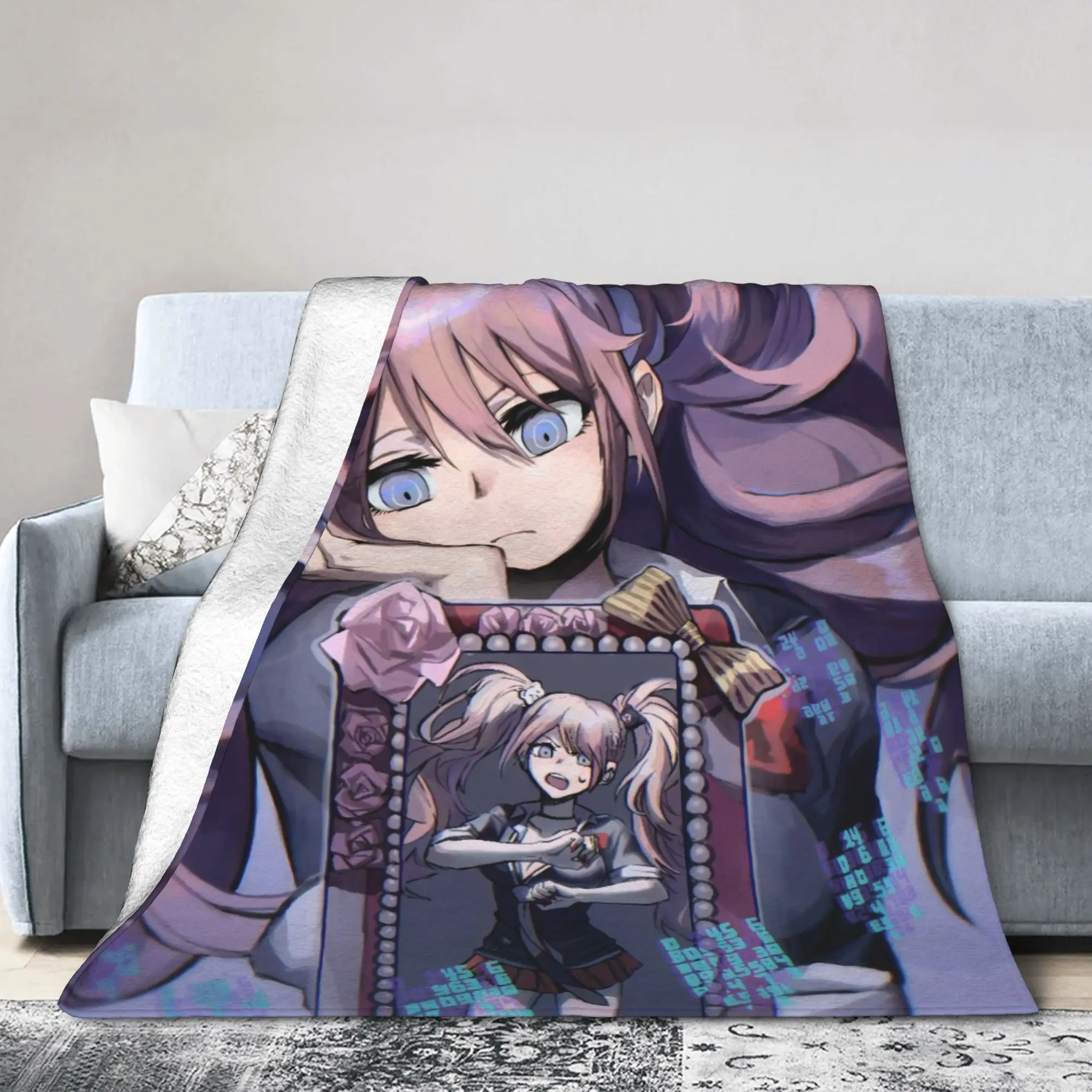 أنيمي دانغانرونا البطانيات المخملية الخريف/الشتاء جونكو اينوشيما متعددة الوظائف خفيفة الوزن رمي البطانيات ل أريكة سيارة المفرش