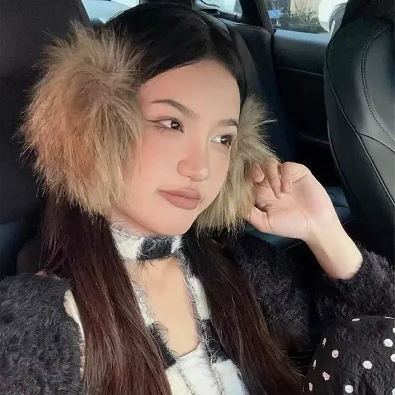 أفخم الأذن يفشل سدادات الأذن الباردة حماية امرأة غطاء للأذن الكورية لطيف الفراء غطاء للأذنين سماعات دافئة الدراجات فتاة اكسسوارات الهدايا