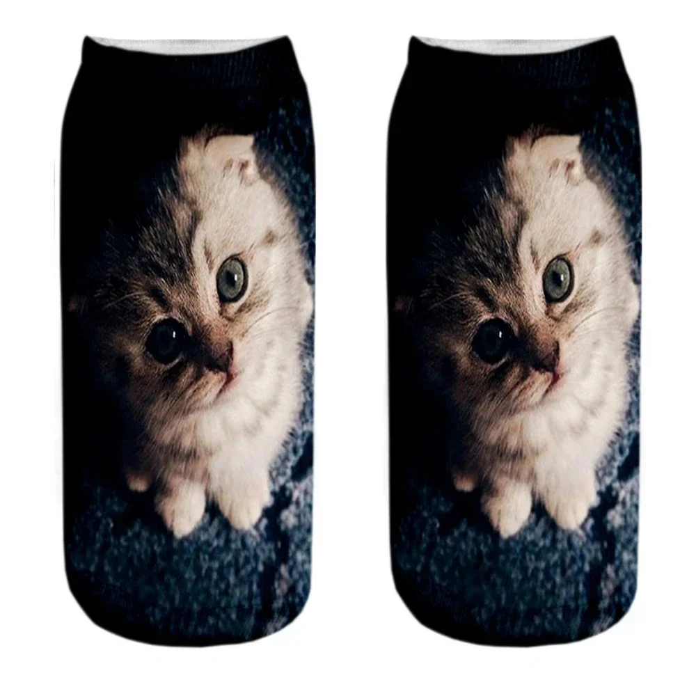 New Arrival! 3D Printed Two Cat Socks, Cute and Funny, Ideal for Women and Men\'s Gothic Night